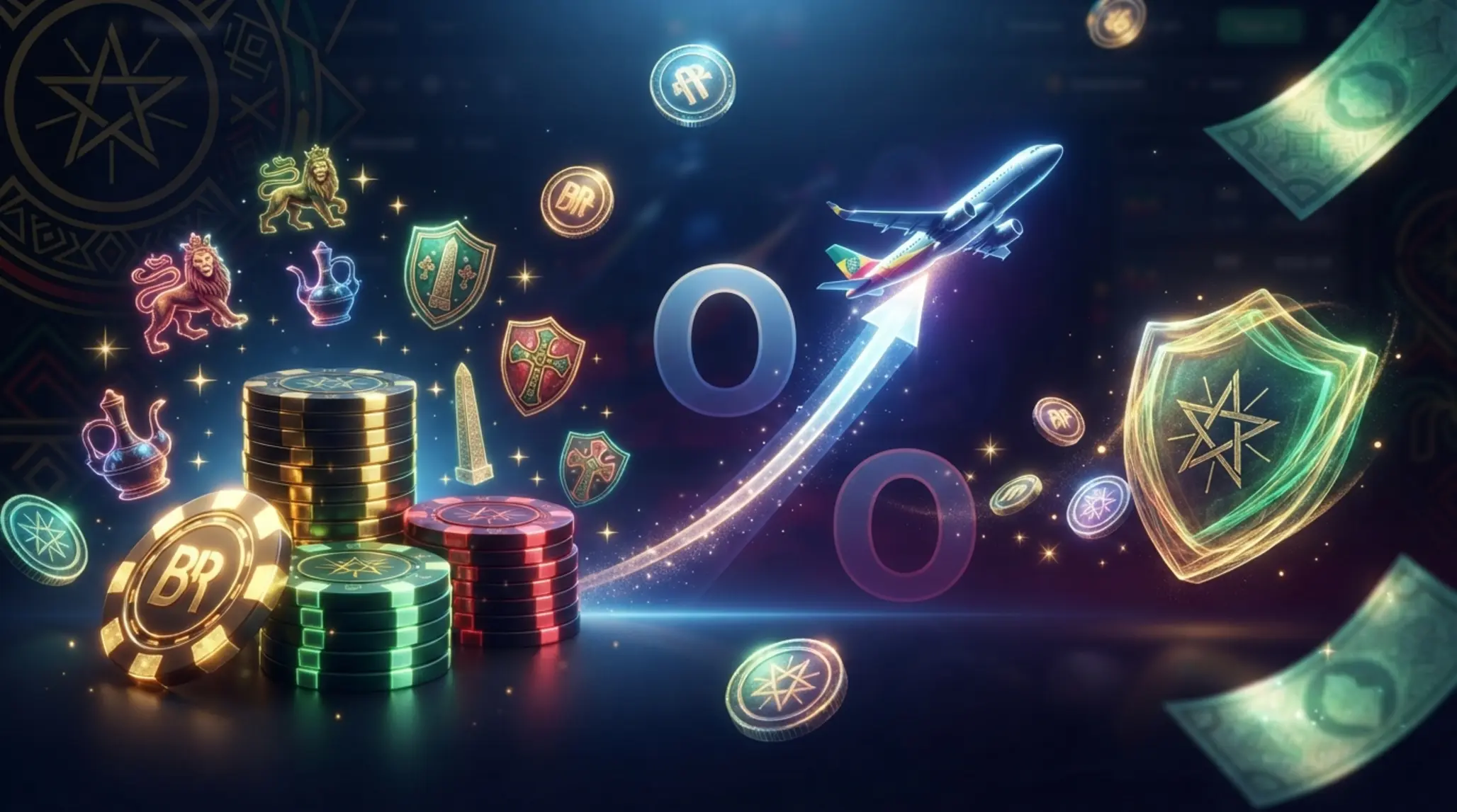 BetX cashback themed banner for Ethiopian players with gaming icons, chips, and ETB-inspired visuals