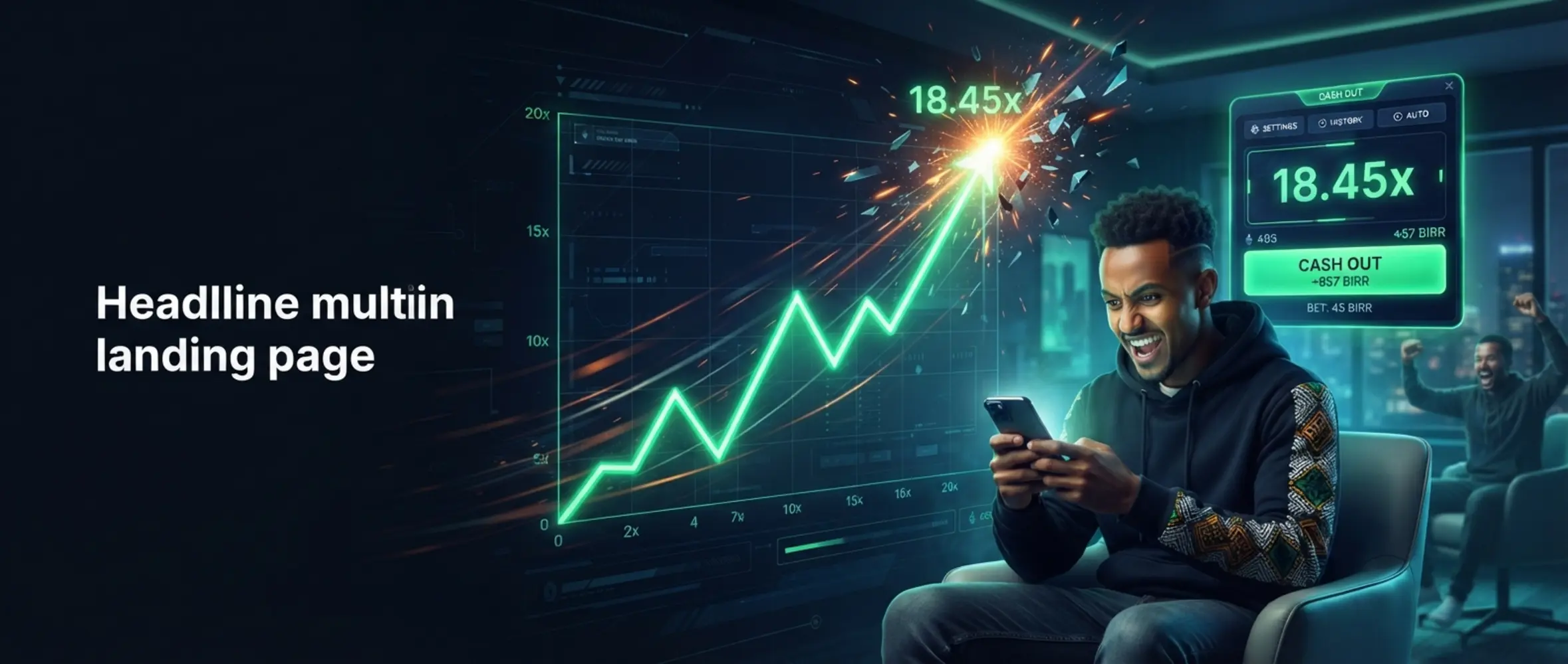 Dynamic rising multiplier banner for BetX crash game page