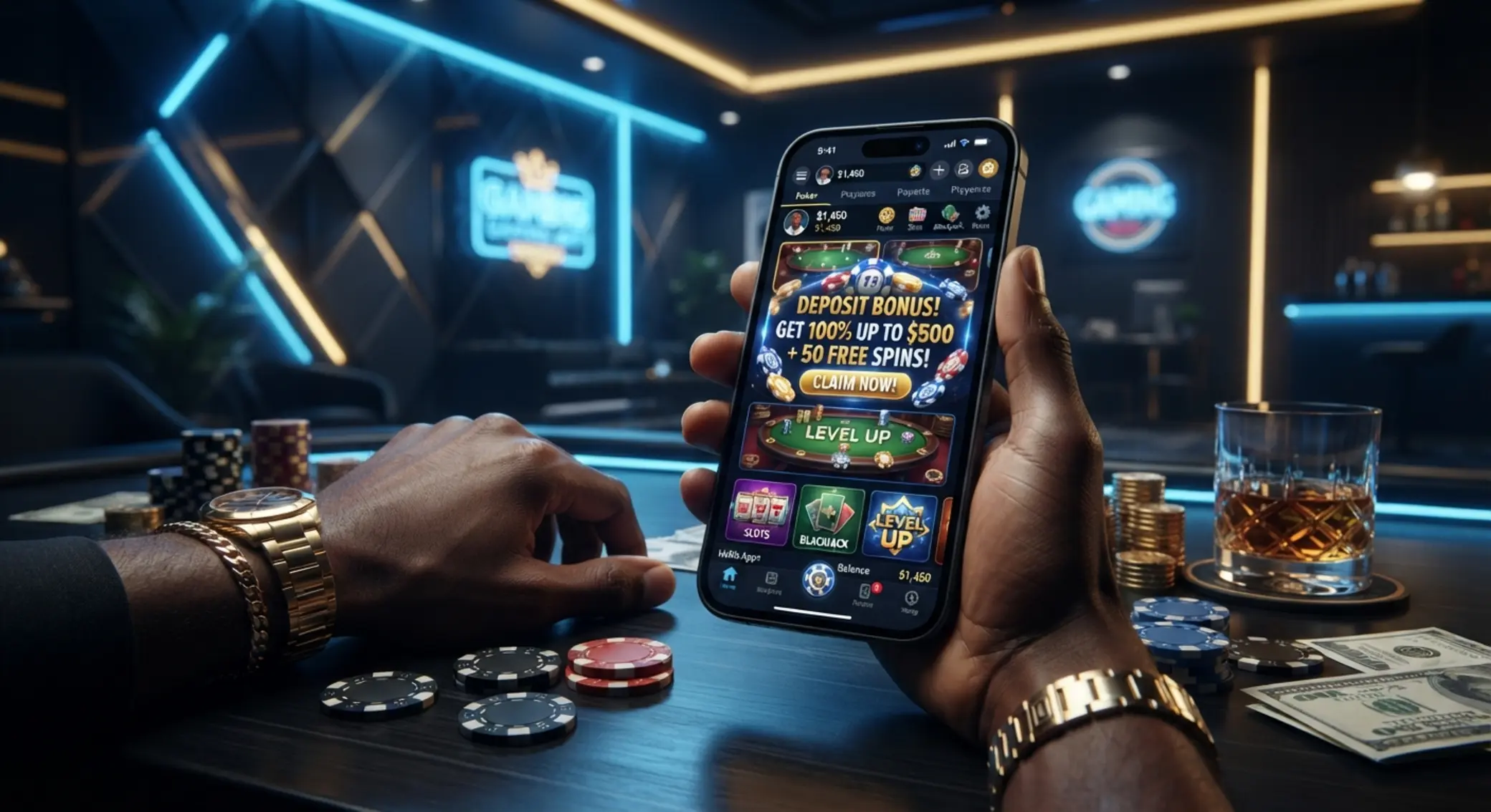 Mobile app screen showing a deposit bonus promotion