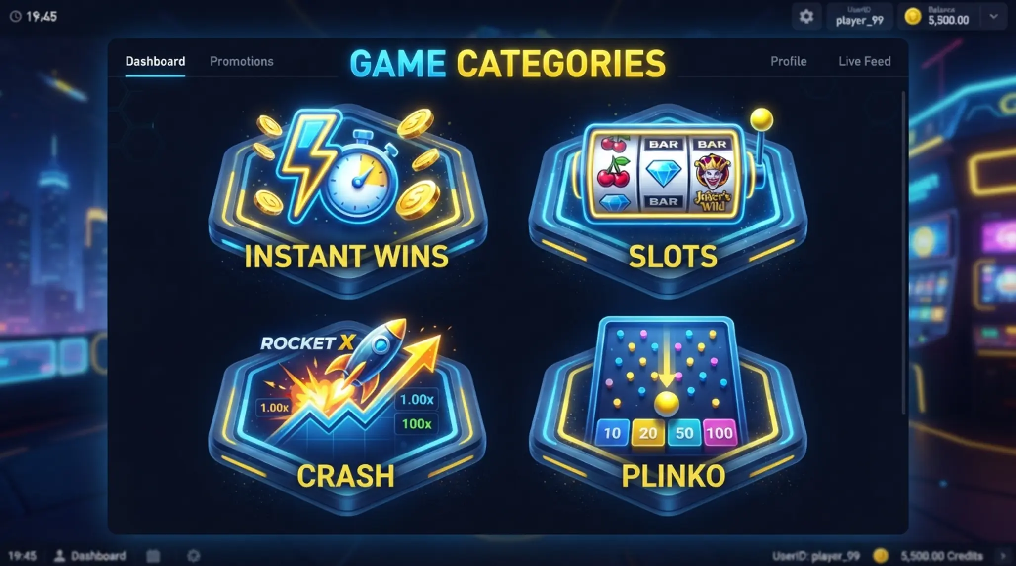 Collage of BetX game categories including instant games, slots and crash