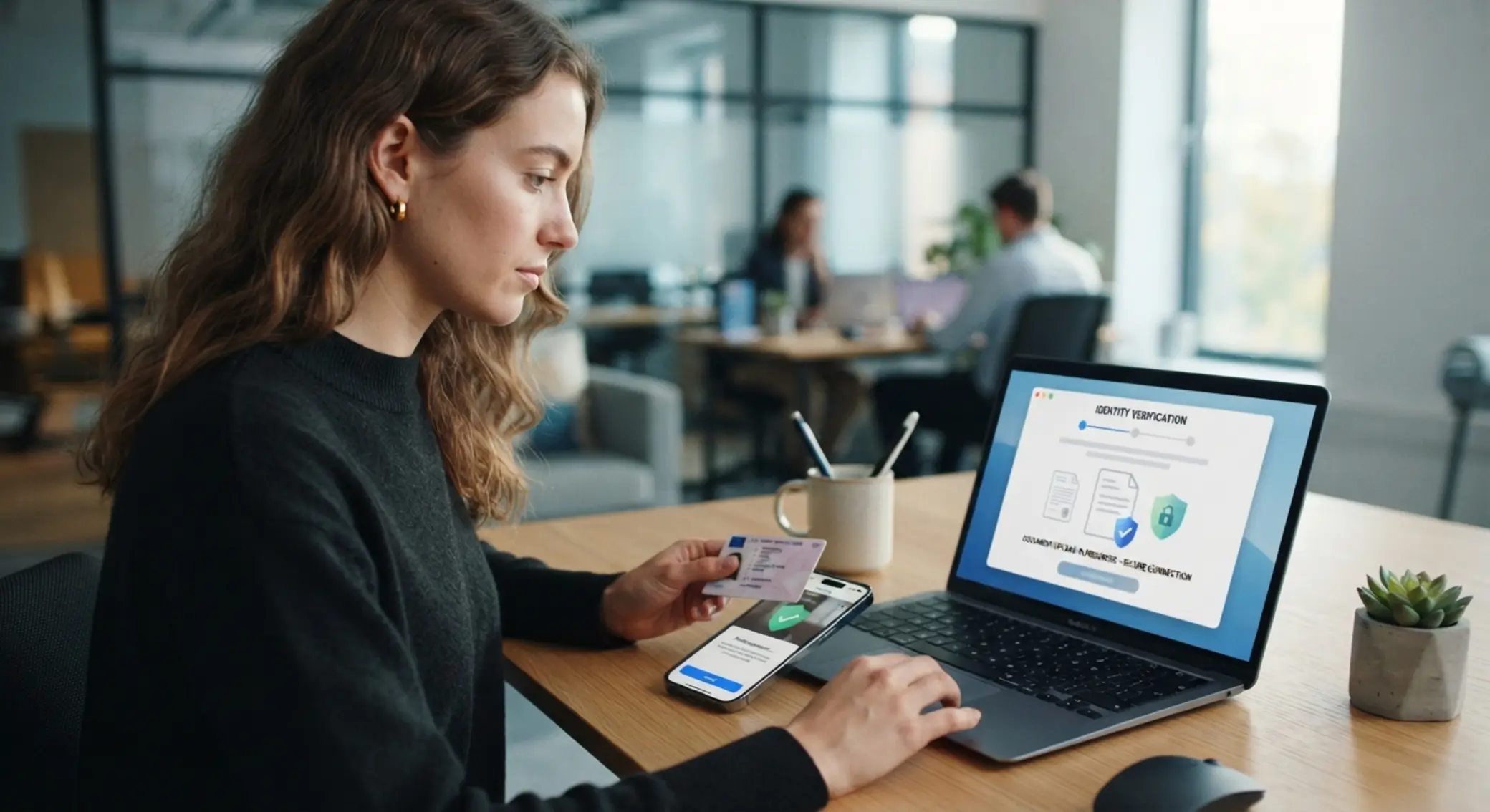 Digital wallet verification process on laptop and phone