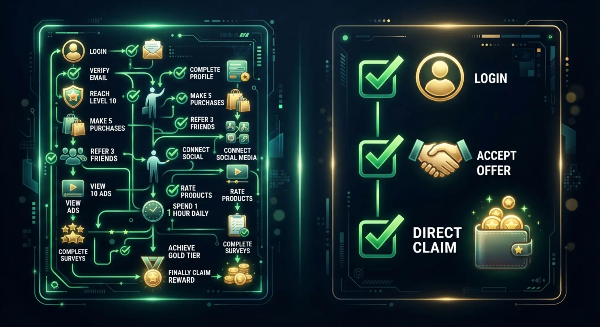 Two-column visual comparing simpler and regular bonus conditions