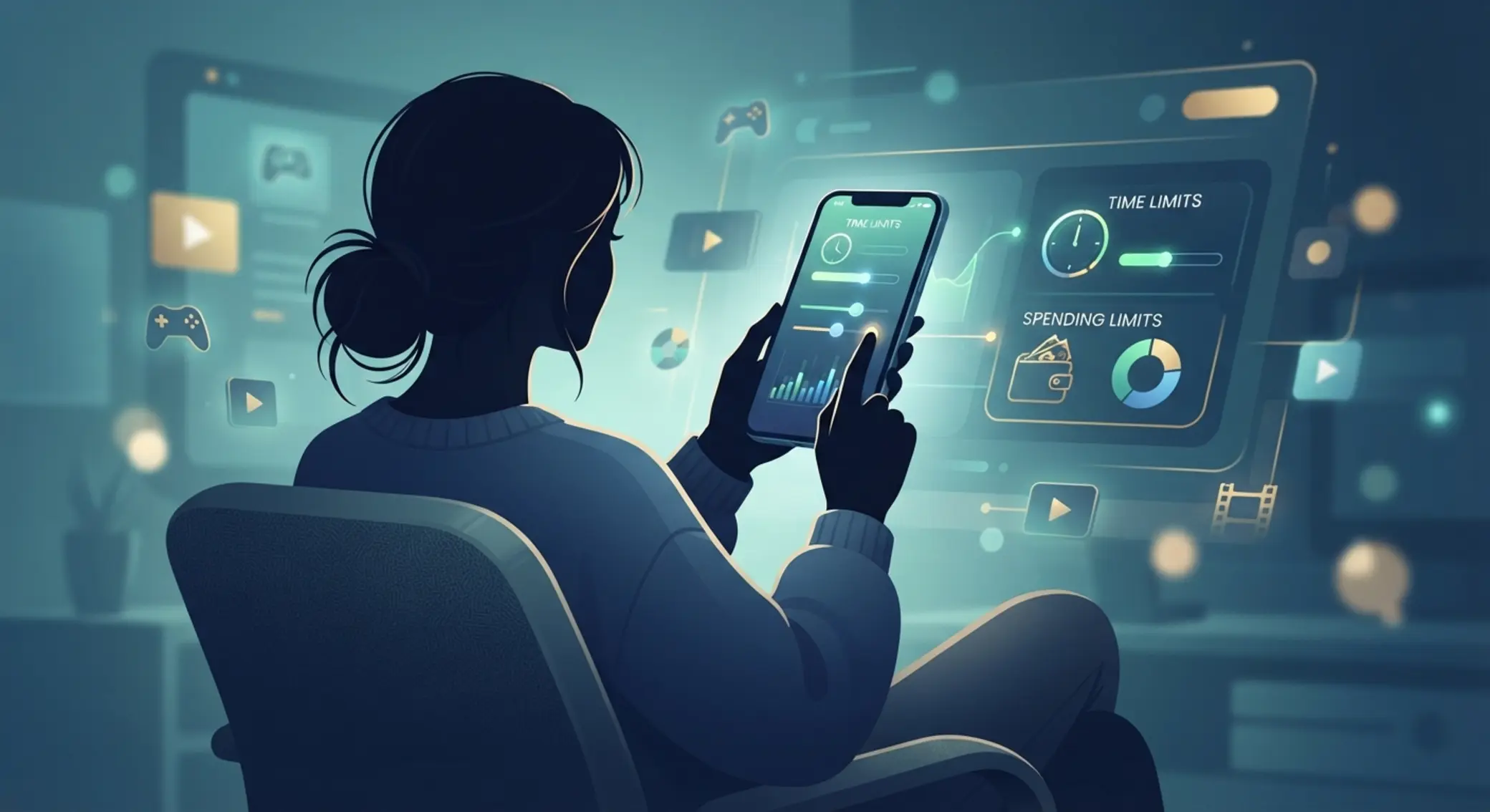 Budget control and responsible play dashboard illustration