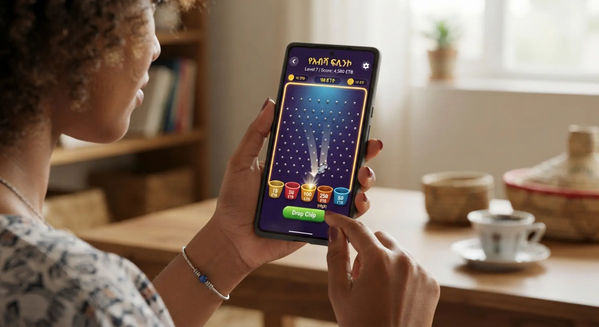 Mobile Plinko game on smartphone for BetX Ethiopia players