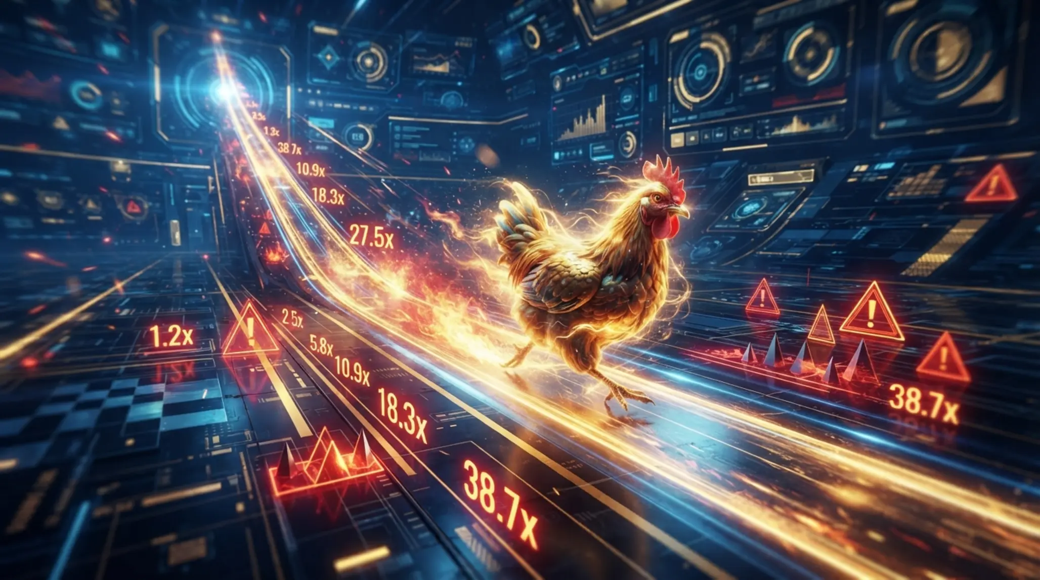 Chicken game banner with rising risk path in BetX colors
