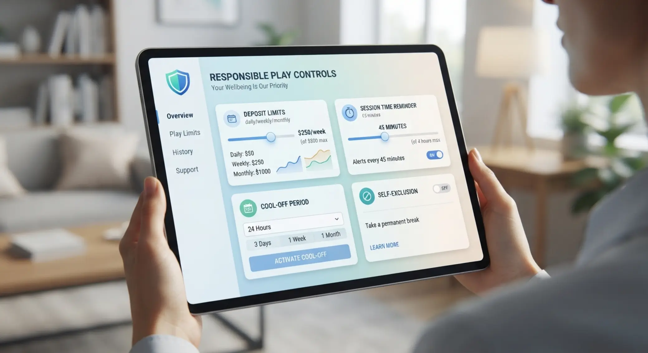 Conceptual interface showing limit settings and session controls