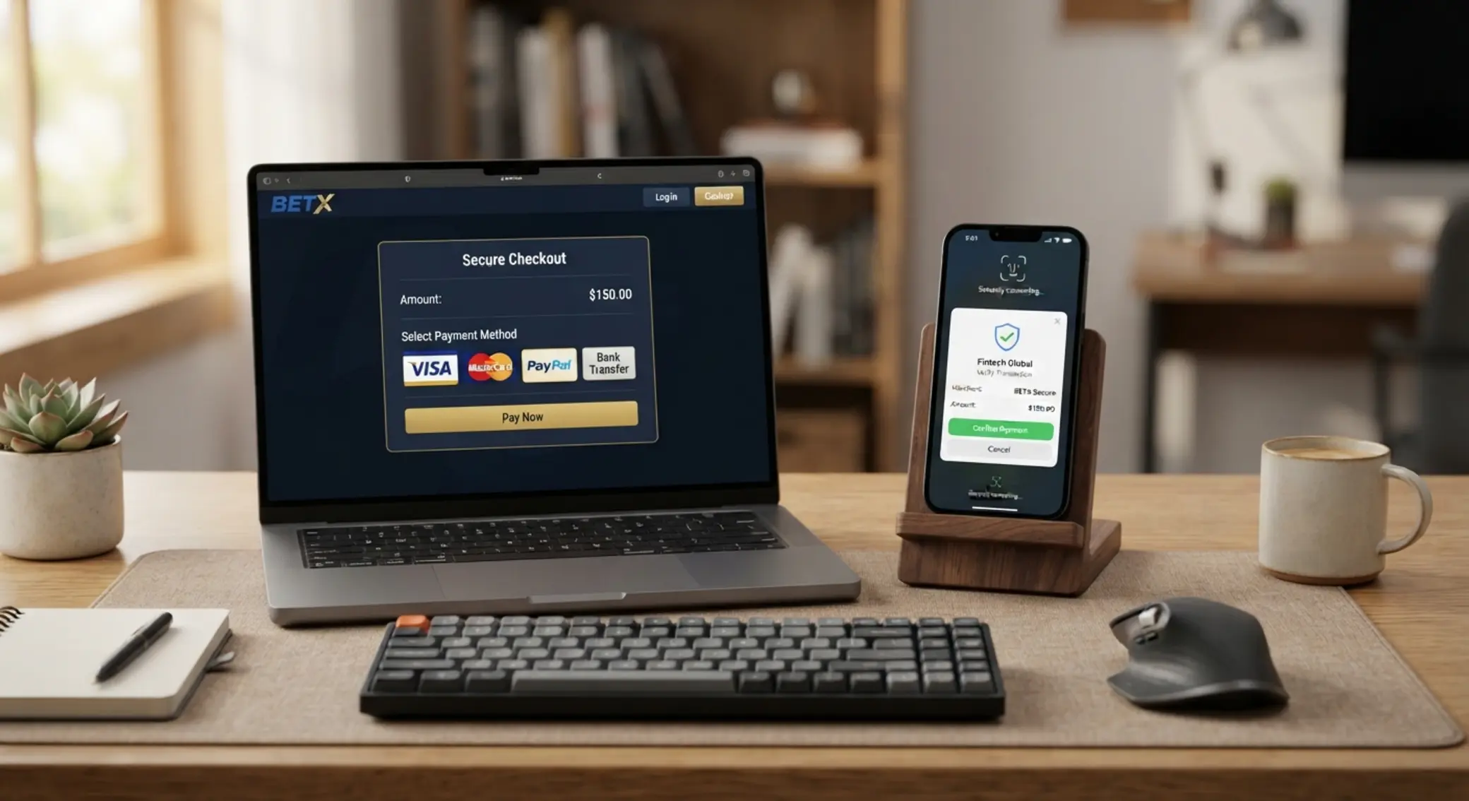 BETX deposit screen with payment confirmation on a fintech app