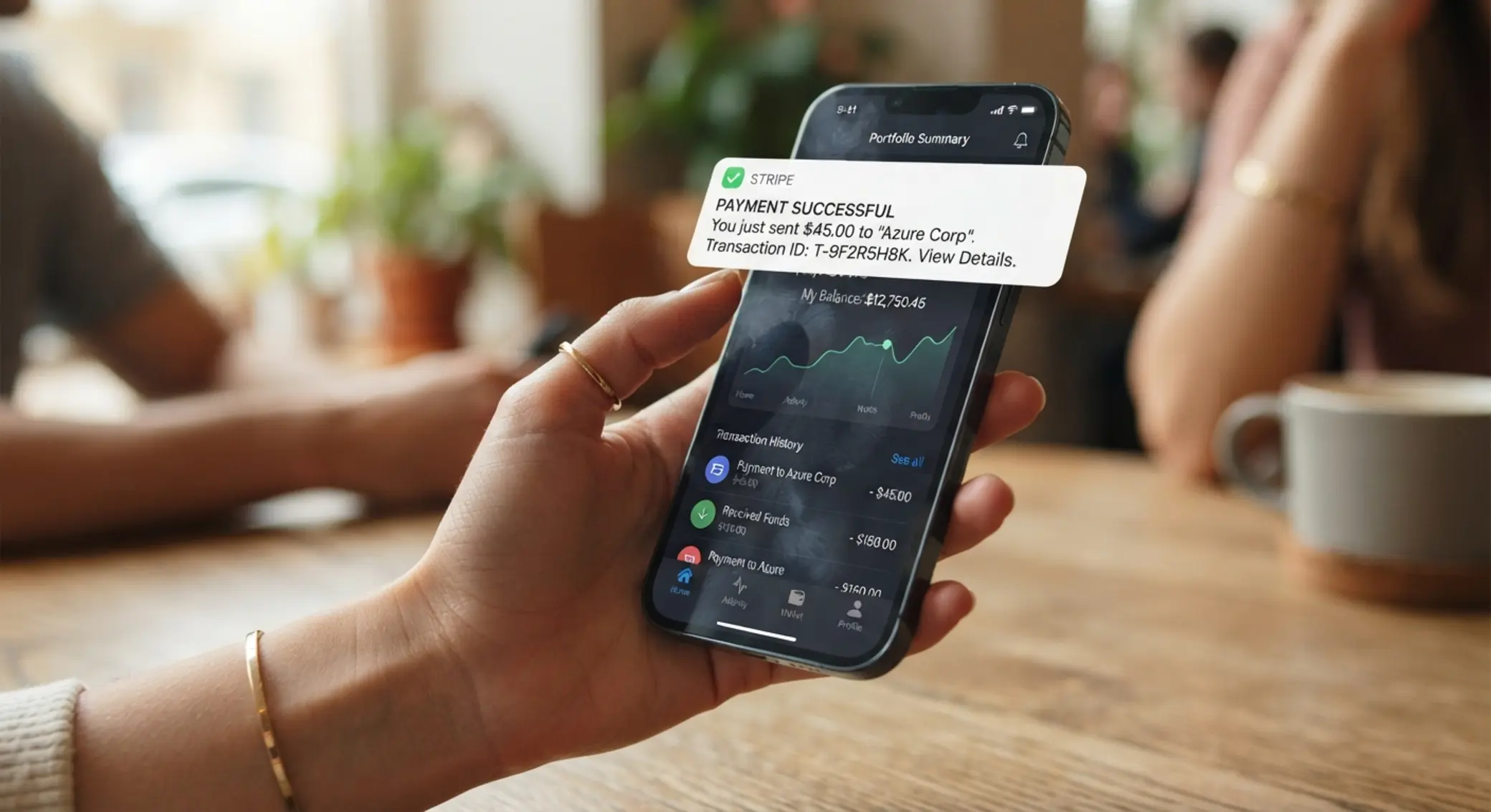 Smartphone with BETX app and successful Revolut-style payment notification