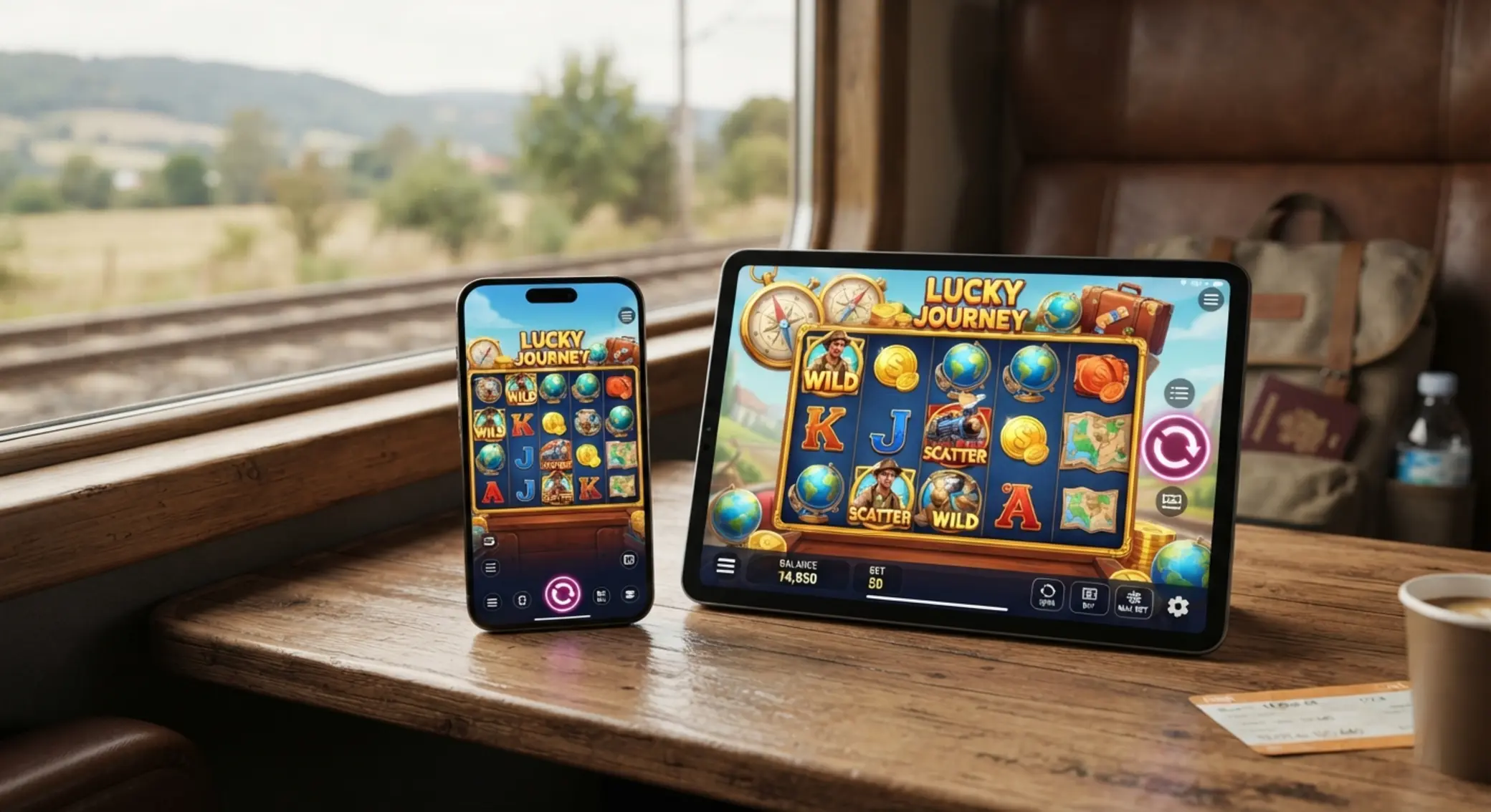 Mobile and tablet screens showing BetX slot gameplay on the go